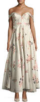 Thumbnail for your product : Co Off-the-Shoulder Bustier Floral-Jacquard Tea-Length Cocktail Dress