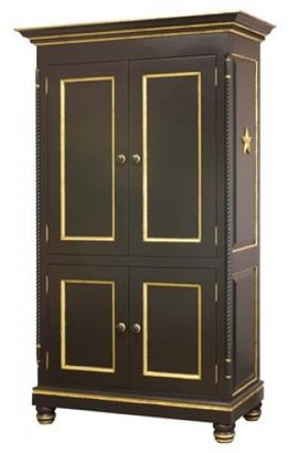 The Well Appointed House Black and Gold Armoire with Star Accents
