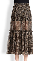Thumbnail for your product : Michael Kors Printed Silk Chiffon Peasant Skirt