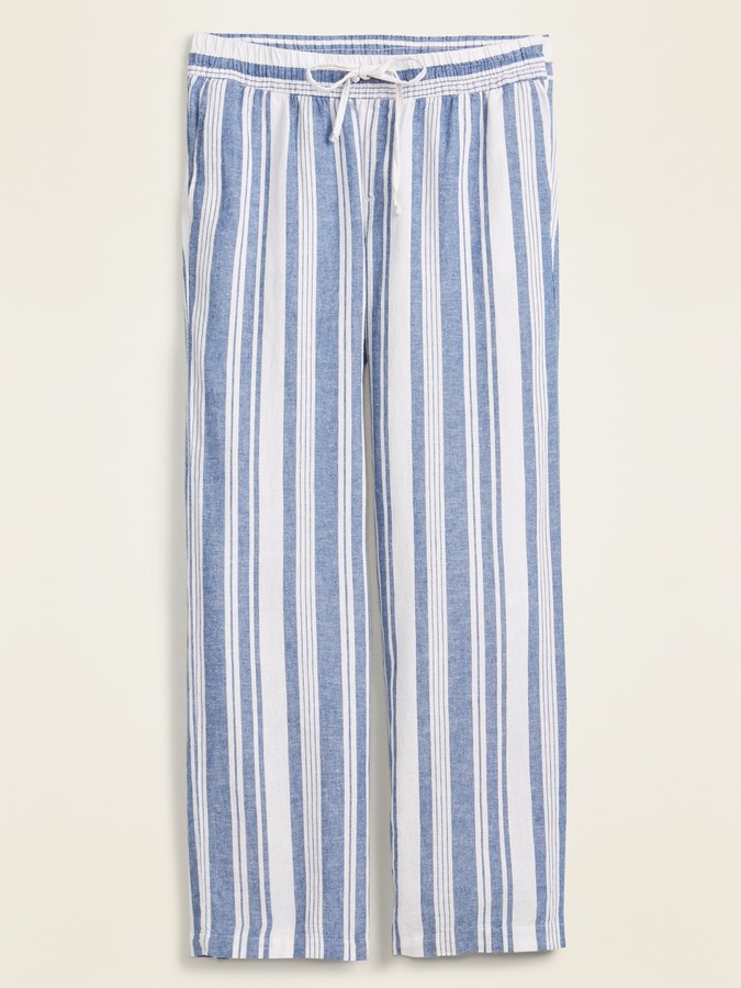 women's striped linen pants