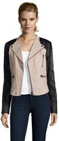 Thumbnail for your product : Walter khaki and black cotton and vegan leather ' Jessica' jacket
