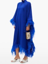 Thumbnail for your product : Taller Marmo Casta Diva Feather-trimmed Crepe Dress - Blue