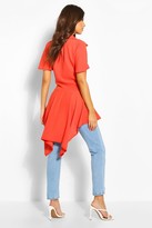 Thumbnail for your product : boohoo Button Front Shirt With Waterfall Hem