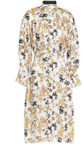 Thumbnail for your product : VVB Belted Gathered Floral-print Satin-twill Midi Dress