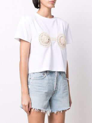 Magda Butrym White Crochet-Embellished T-Shirt - ShopStyle