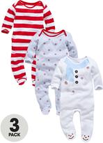 Thumbnail for your product : Ladybird Unisex Christmas Snowman Sleepsuits (3 Pack)
