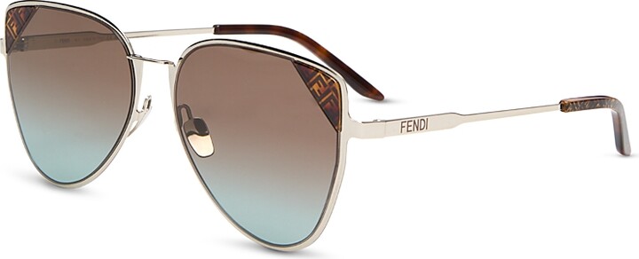 Fendi Signature Pilot Sunglasses, 57mm