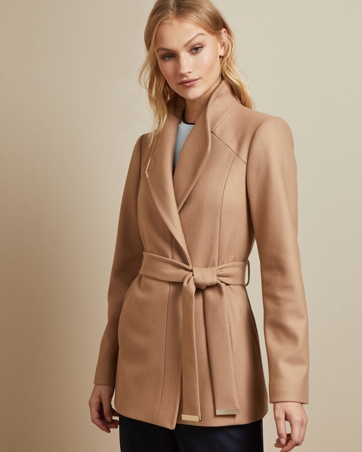 camel colored wrap coat