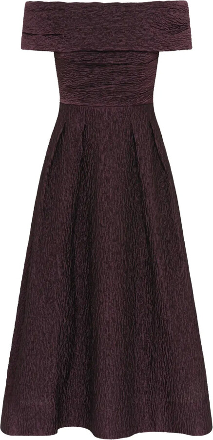 Rebecca Vallance Off-Shoulder Pleated Midi Dress