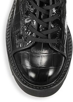 Thumbnail for your product : Stuart Weitzman Ryder Lug-Sole Croc-Embossed Leather Combat Boots