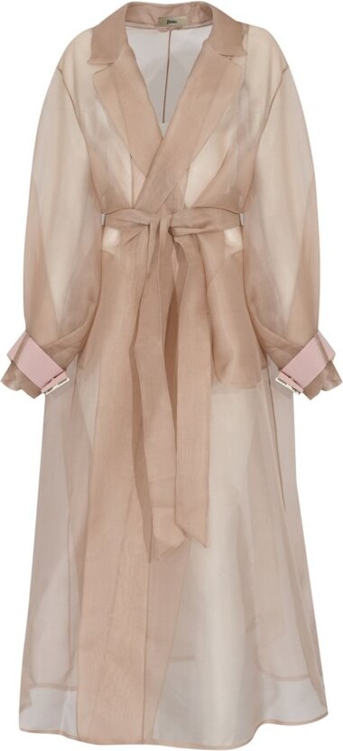 Herno Long Sleeved Belted Sheer Coat