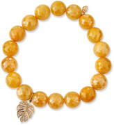 Thumbnail for your product : Sydney Evan Yellow Silverite & Diamond Monstera Leaf Bracelet
