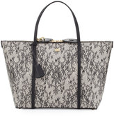 Thumbnail for your product : Dolce & Gabbana Escape Lace-Print Leather Shopper, Black Multi
