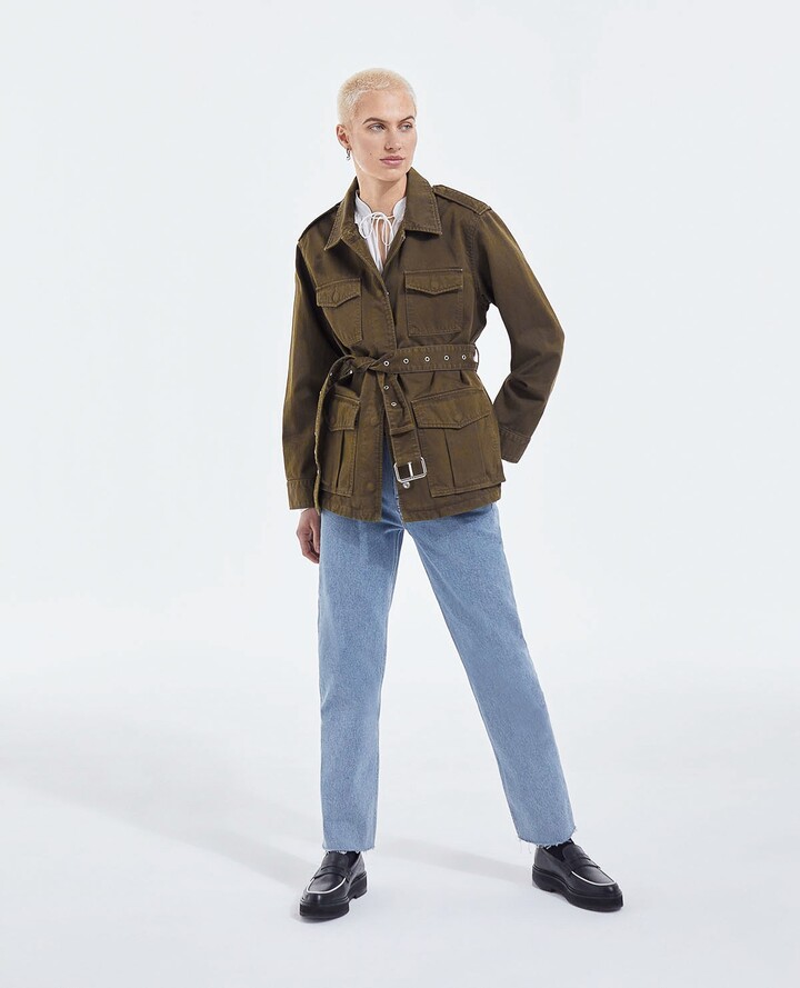 The Kooples Khaki denim jacket with belt