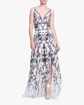 Marchesa Notte Sequin-Embroidered Tulle Gown