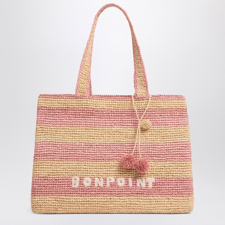 Esma pink striped raffia bag