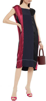 Marni Crepe-paneled color-block satin midi dress