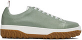 Thumbnail for your product : Thom Browne Green Cable Knit Court Low-Top Sneakers
