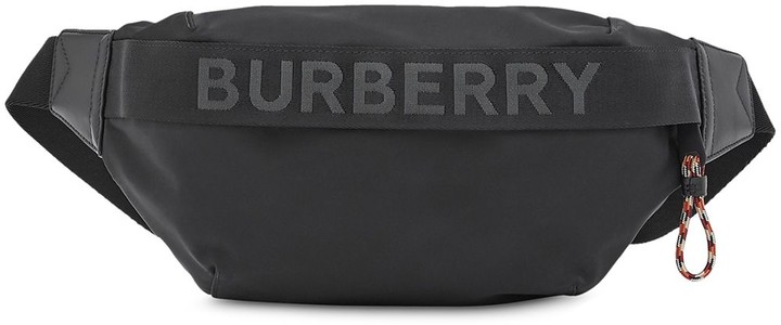 Burberry Icon Stripe Print Sonny Bum Bag in Black