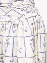 Thumbnail for your product : KHAITE Cleo Strapless Ruched Floral Tile-print Midi Dress - White Print