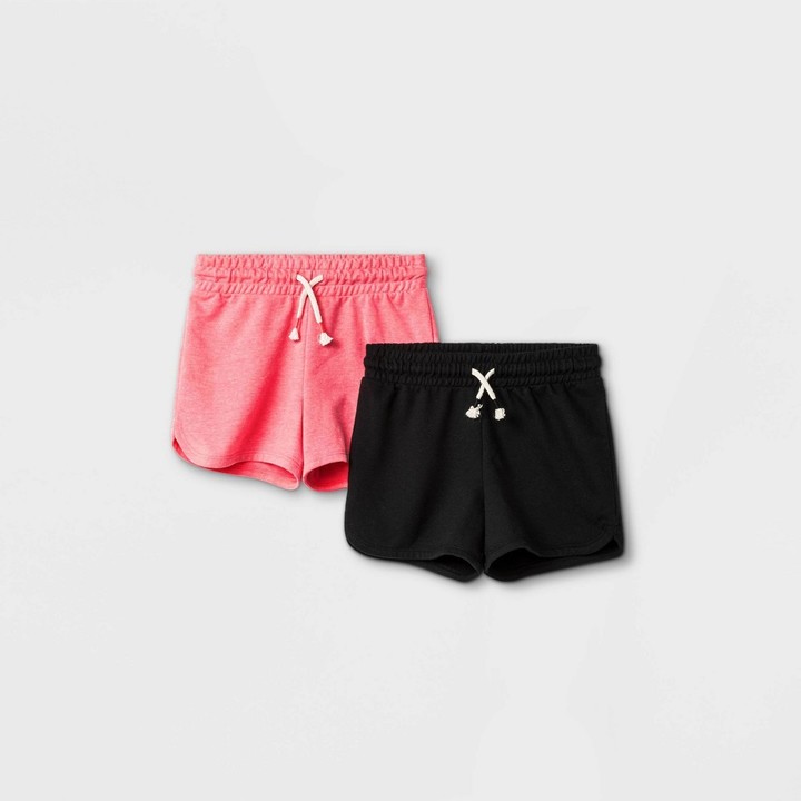 Cat & Jack Girls' 2pk Knit Pull-On Shorts - Cat & JackTM Bright Pink/Black  - ShopStyle