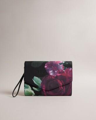 NWT Women Ted Baker London Denecon Graphic Floral Clutch Bag, Dark