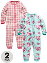 Thumbnail for your product : Ladybird Girls Floral /Check Sleepsuits (2 Pack)