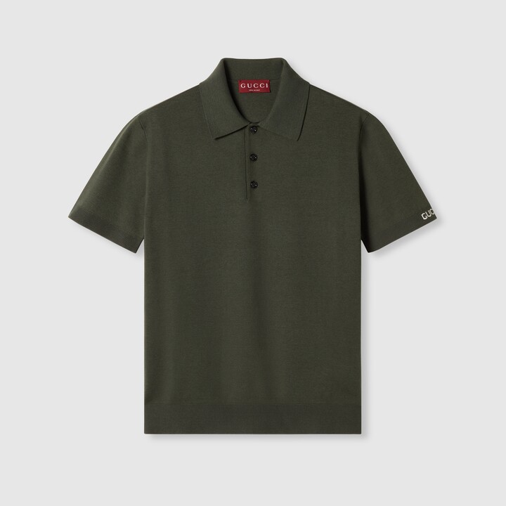 Silk cotton knit polo shirt
