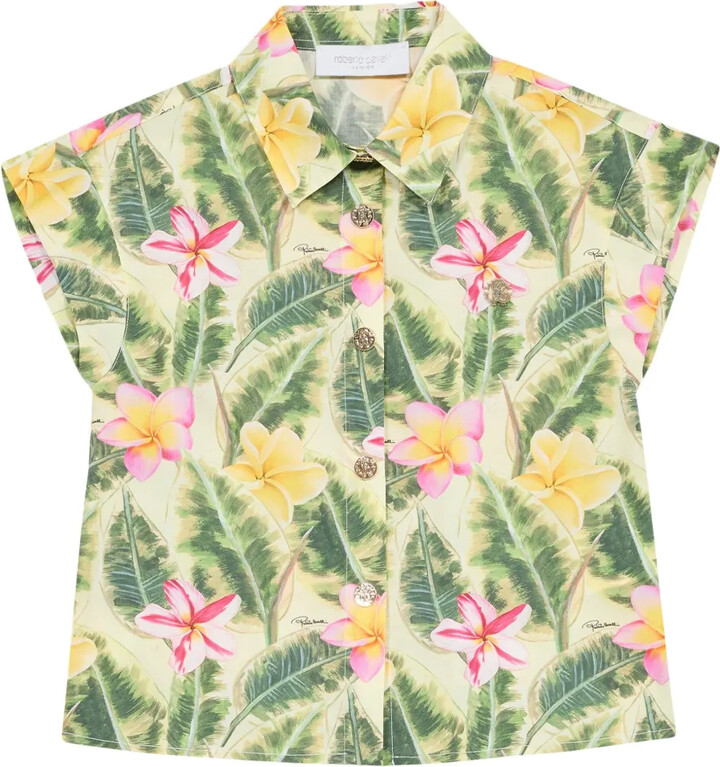 Roberto Cavalli Junior Floral Leaf Print Shirt