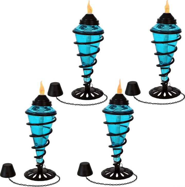 Sunnydaze Decor Sunnydaze Outdoor Tabletop Glass and Metal Swirl Patio