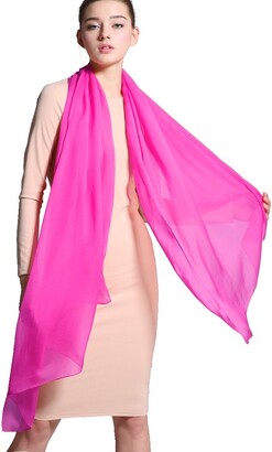 Prettystern 200/140 cm XXL scarf 100% Silk Stole pareo sarong plain Beach Wrap shawl wedding - A05 pink