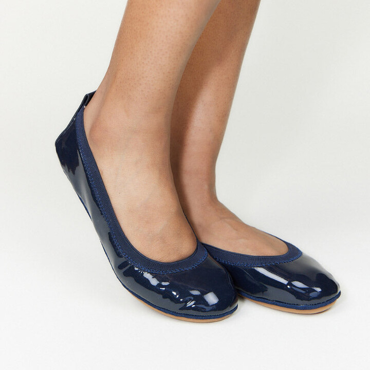 Yosi Samra Samara Foldable Ballet Flat in Deep Navy Patent