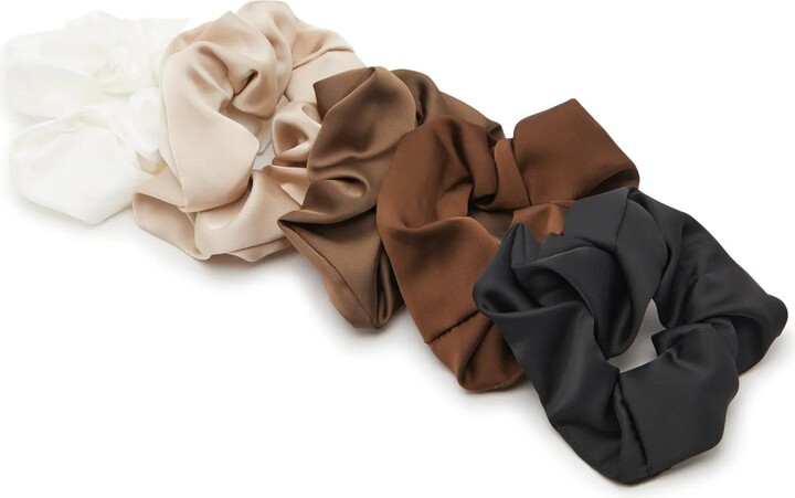 Kelly & Katie Neutral Satin Scrunchie Set 5 Pack
