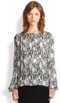 Thumbnail for your product : L'Agence Lace-Print Silk Blouse