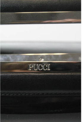 Pucci Black Patent Leather Stitch Detail Large Clutch Style Handbag