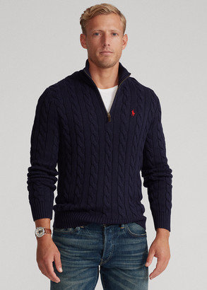 Ralph Lauren Cable-Knit Cotton Quarter-Zip Sweater - ShopStyle