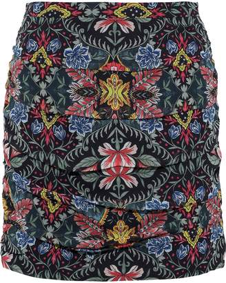 Rebecca Minkoff Adalynn Ruched Floral-print Georgette Mini Skirt