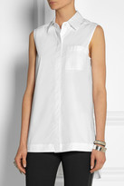Thumbnail for your product : DKNY Stretch-cotton poplin and stretch-silk georgette top
