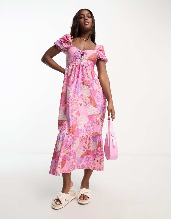 Miss Selfridge chiffon ruffle maxi dress in pink ShopStyle