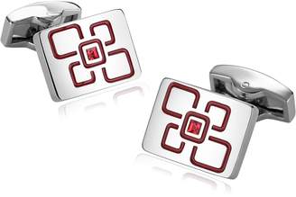MoAndy Stainless Steel Mens Cuff Links Square Lattice Zirconia Rectangle