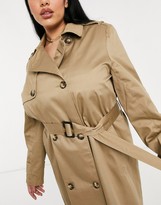 Thumbnail for your product : ASOS Curve DESIGN Curve trench coat in stone