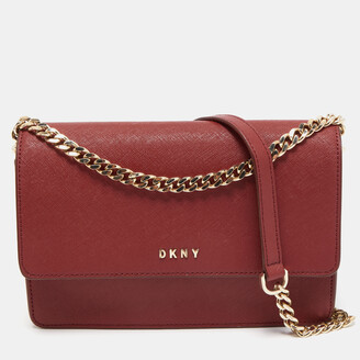 DKNY Burgundy Leather Bryant Park Flap Shoulder Bag Dkny
