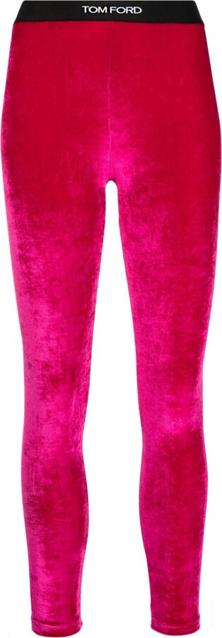 Tom Ford Pink Logo Waistband Velvet Leggings - ShopStyle