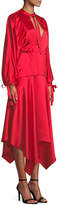 Thumbnail for your product : Self-Portrait Plunging Satin Handkerchief Midi Dress