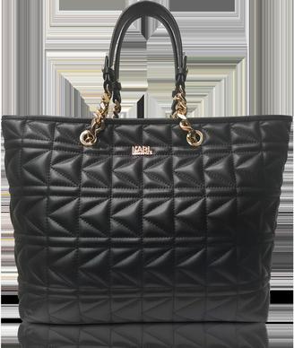 Karl Lagerfeld Paris K/Kuilted Black Leather Tote Bag