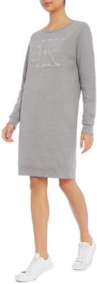 Calvin Klein Long sleeve crew neck logo sweatshirt dress