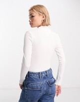 Thumbnail for your product : Tommy Jeans long sleeve rib bodysuit in white