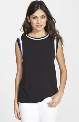 Vince Camuto Ribbed Trim Sleeveless Top