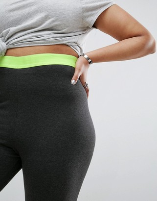 ASOS Curve Legging In Charcoal With Neon Elastic Waistband