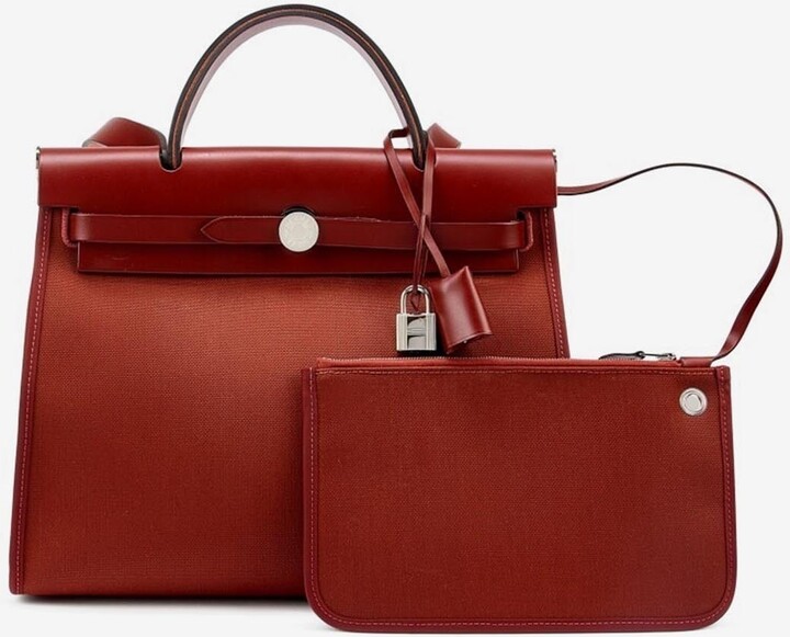 Hermes Herbag 31 in Rouge H Toile and Vache Hunter Leather with Palladium  Hardware - ShopStyle Shoulder Bags